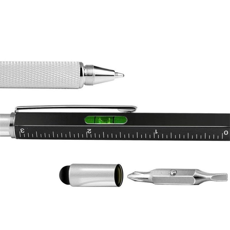 AIYIBEN Multifunction Tech-Tool Pen with Ballpoint Pen, Touch Screen Stylus, Ruler, Spirit Level, Flat-head and Phillips Screwdriver - Ink Refills Included (Black + 2Refills) - Image 4
